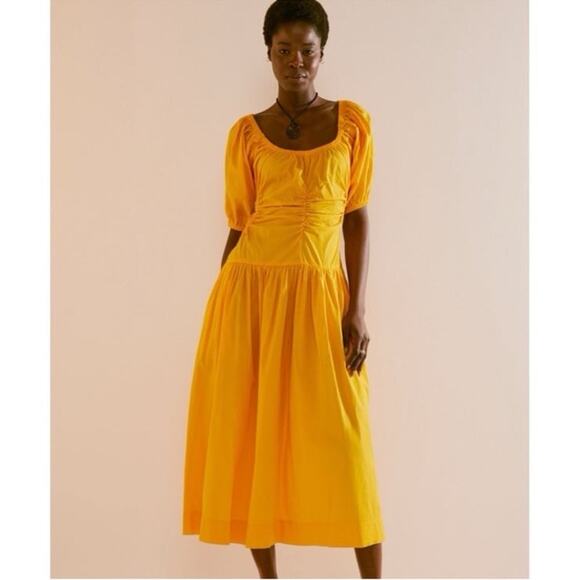 New FREE PEOPLE Free-est Moonlight Midi Dress $78 LARGE Orange Cutout Boho - Picture 1 of 6